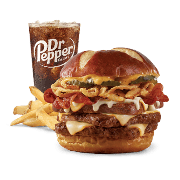 Pretzel Bacon Pub Triple Cheeseburger Combo